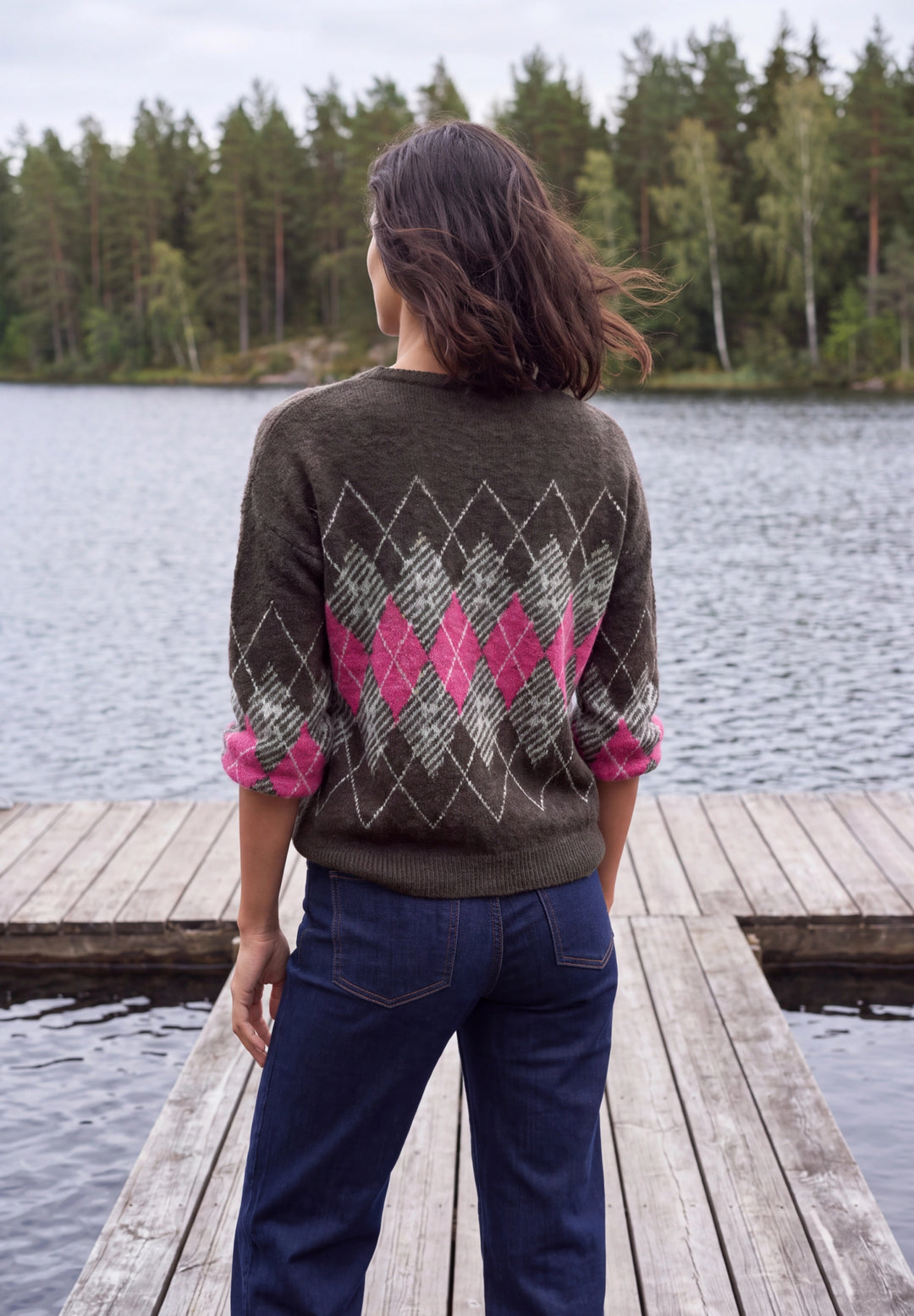 TOS Feather yarn AOP sweater, truffle brown 37747 Bild 4