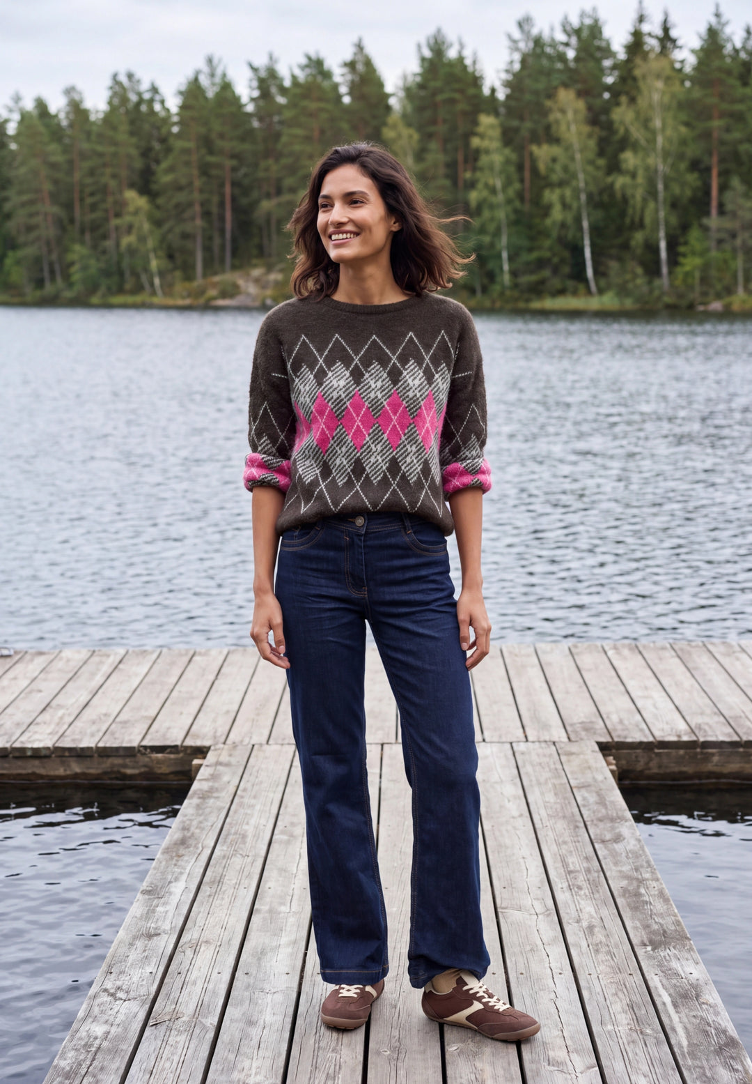TOS Feather yarn AOP sweater, truffle brown 37747 Bild 5