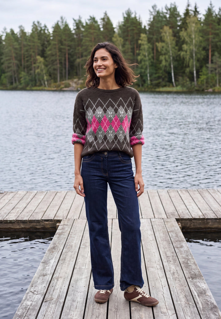 TOS Feather yarn AOP sweater, truffle brown 37747 Bild 5