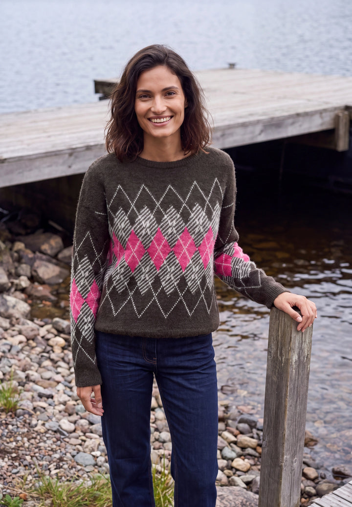 TOS Feather yarn AOP sweater, truffle brown 37747 Bild 6