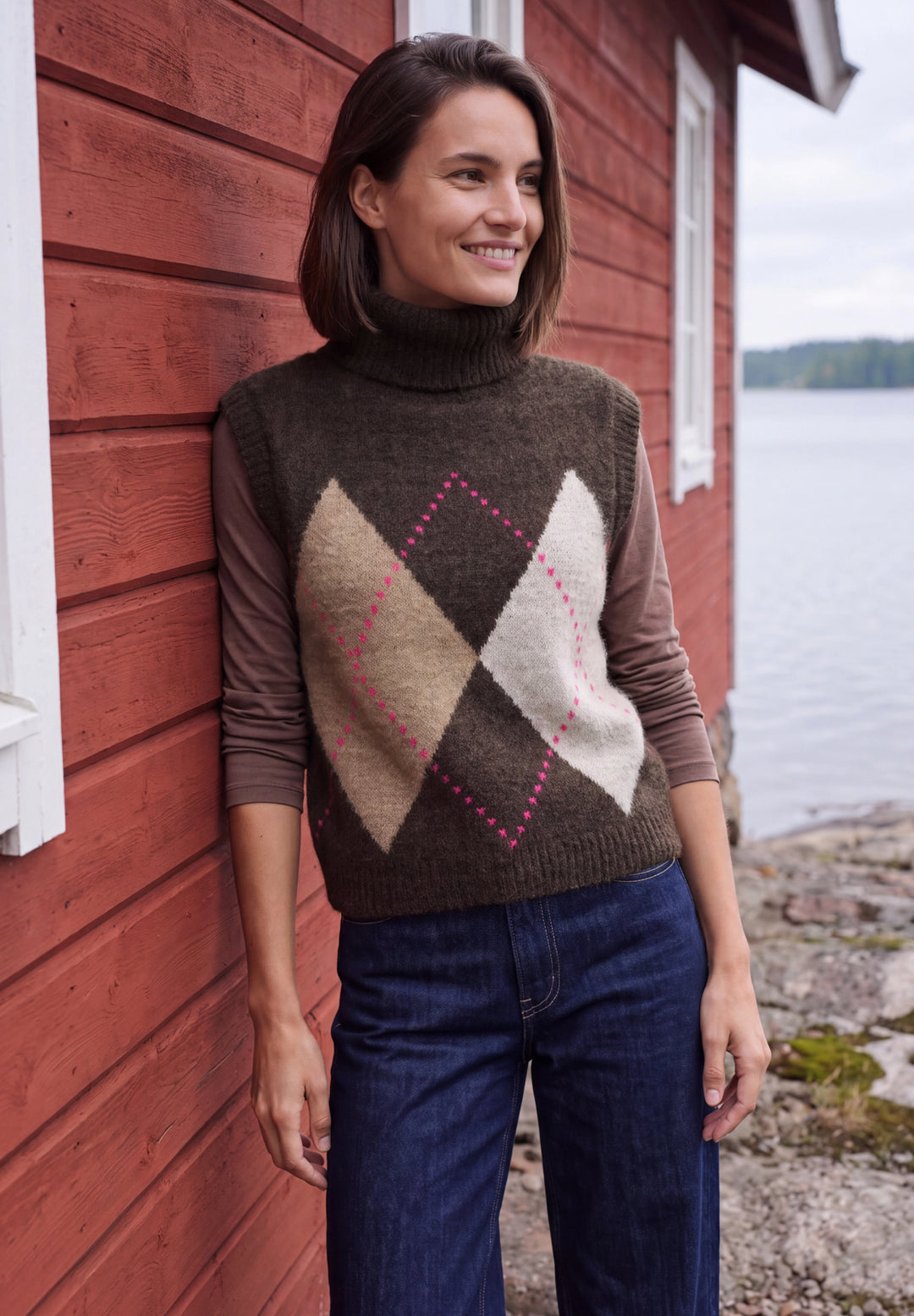 TOS Featheryarn argyle vest, truffle brown 37747 Bild 5