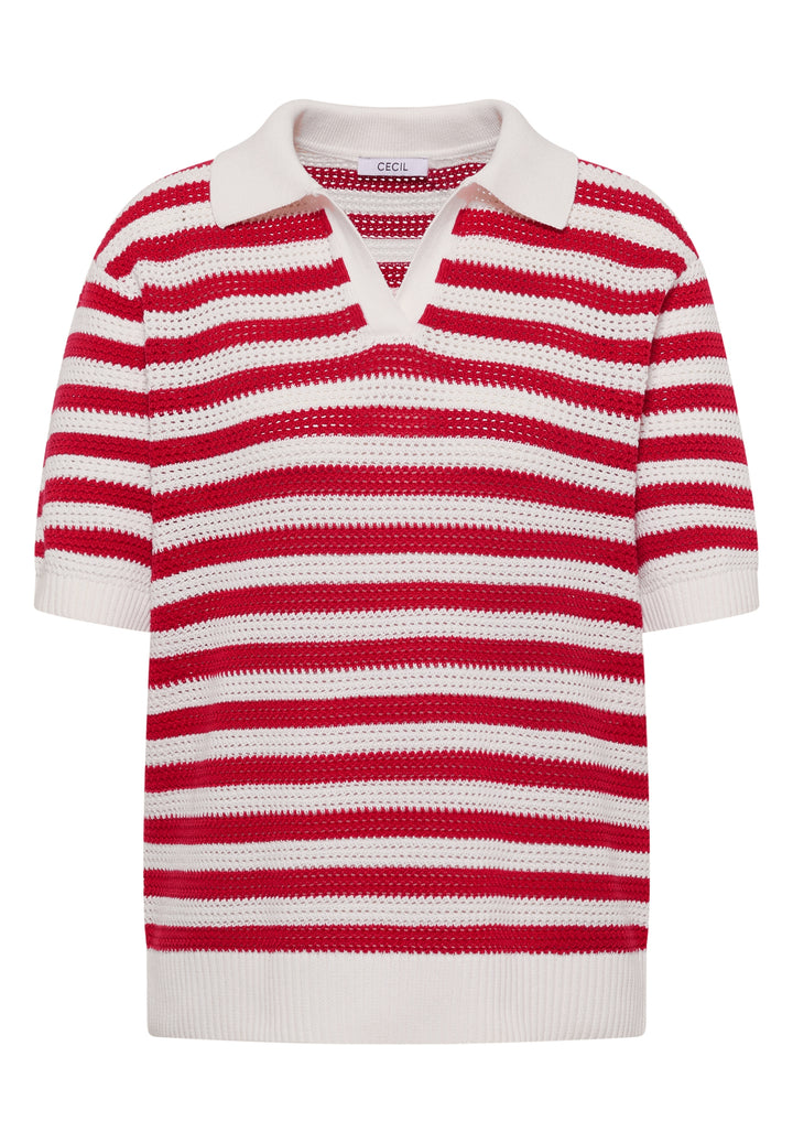 TOS_Mesh Stripe Polo, glazed apple red 26759 Bild 1