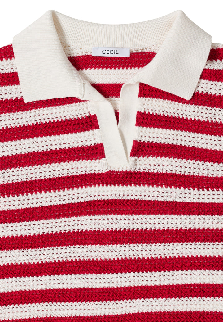TOS_Mesh Stripe Polo, glazed apple red 26759 Bild 2