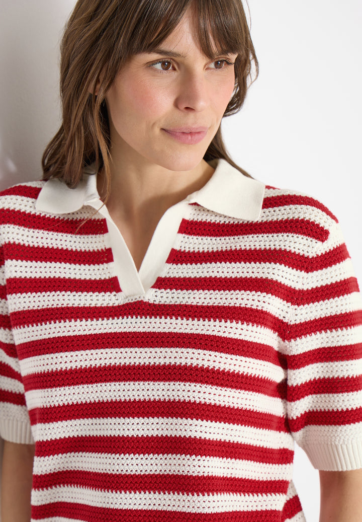 TOS_Mesh Stripe Polo, glazed apple red 26759 Bild 7