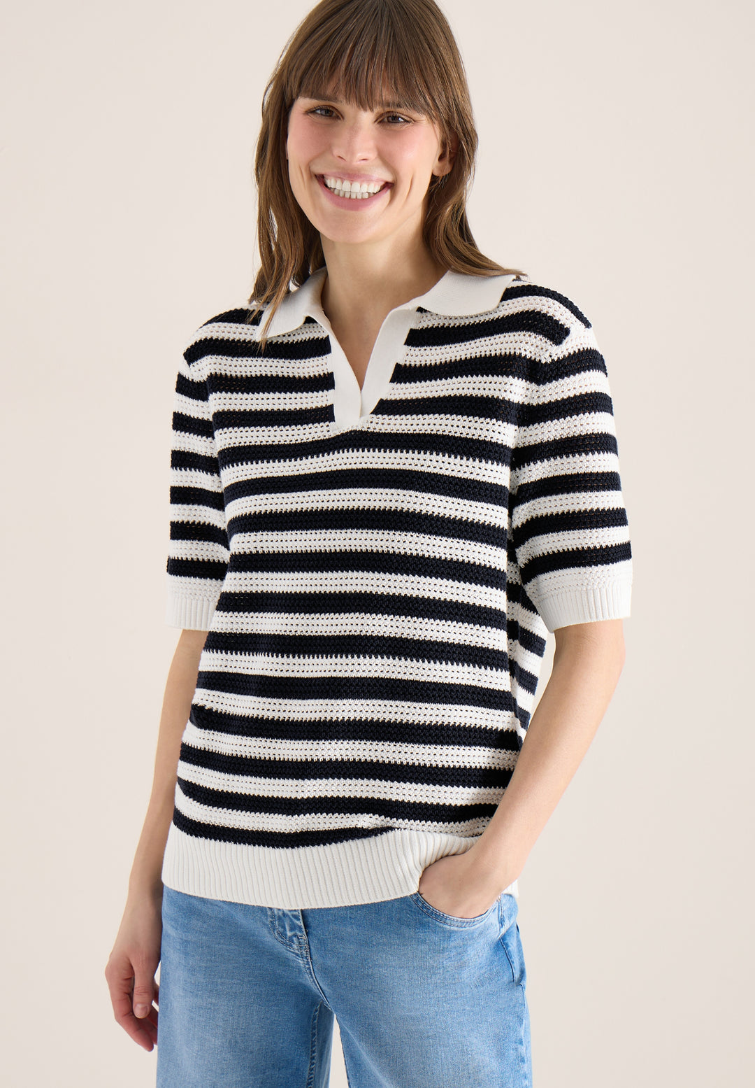 TOS_Mesh Stripe Polo, universal blue 25512 Bild 3