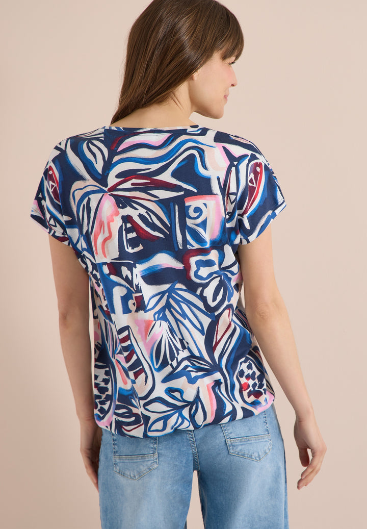 TOS Multi AOP Lace Shoulder T-, universal blue 35512 Bild 4