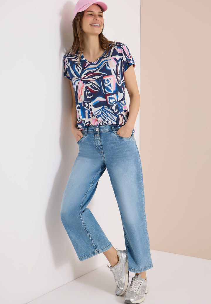 TOS Multi AOP Lace Shoulder T-, universal blue 35512 Bild 5