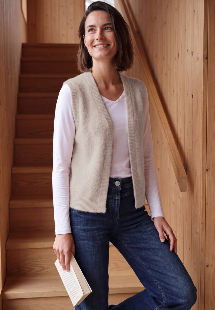 TOS open feather yarn vest, cashmere beige 17763 Bild 4