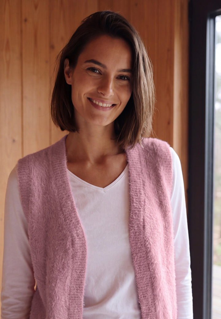 TOS open feather yarn vest, velvet rose 17912 Bild 6
