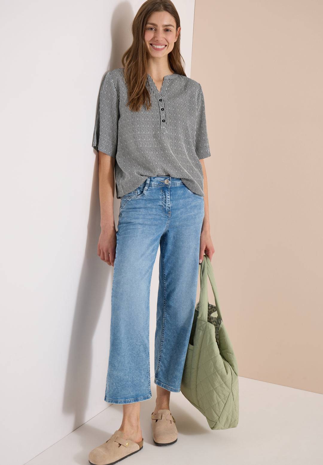 TOS Printed Stripe Blouse, palm breeze green 27672 Bild 3