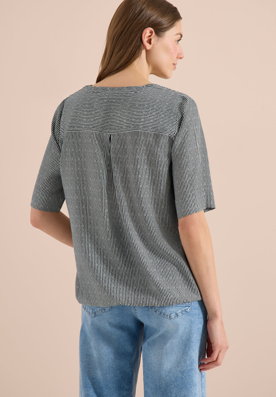 TOS Printed Stripe Blouse, palm breeze green 27672 Bild 4
