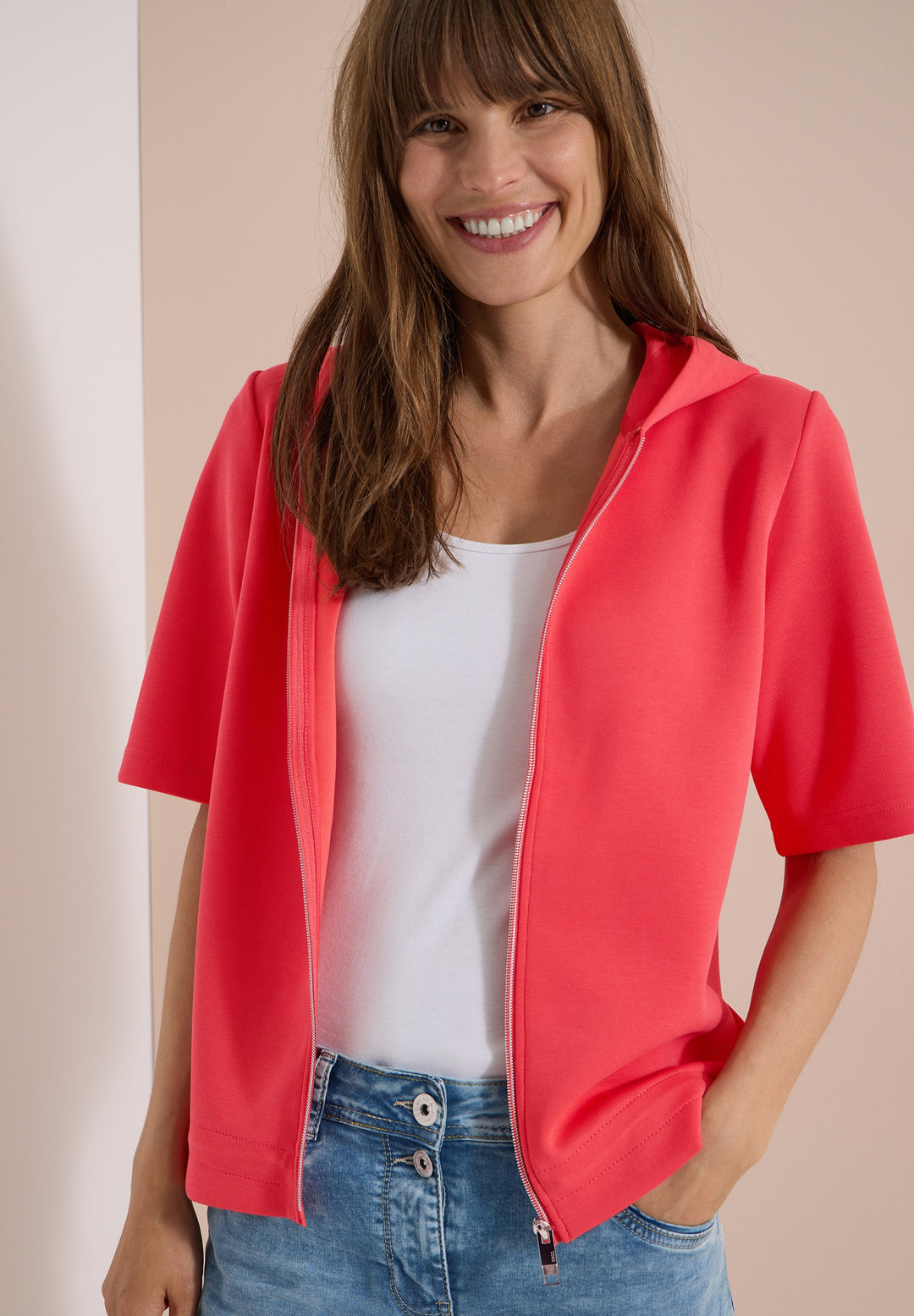 TOS Solid T-Shirt Jacket, coral 17762 Bild 7