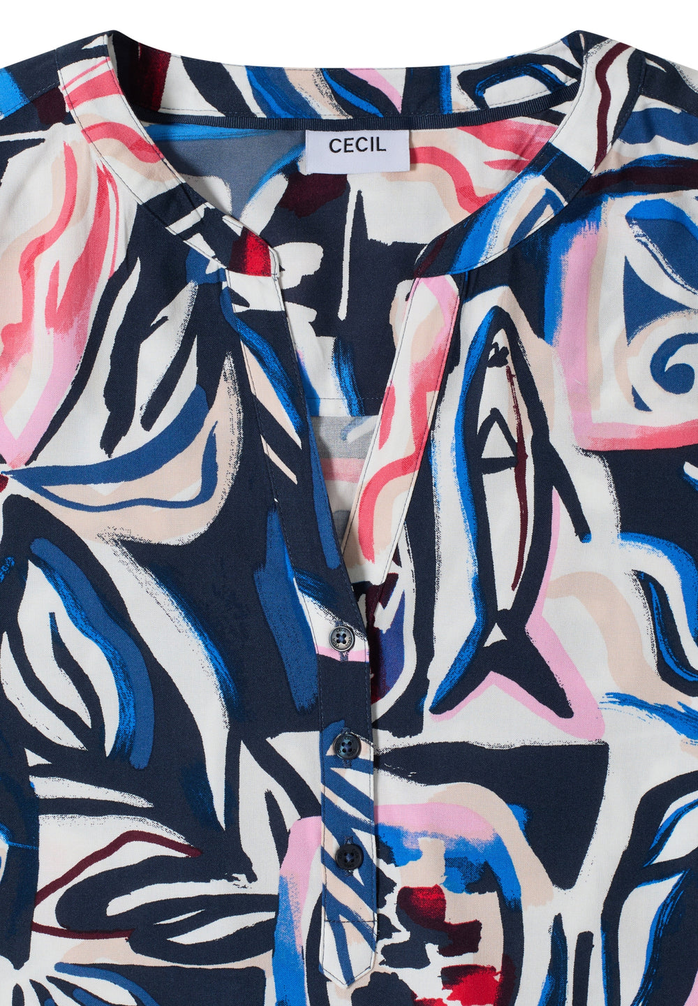 TOS Splitneck Print Blouse, universal blue 35512 Bild 2