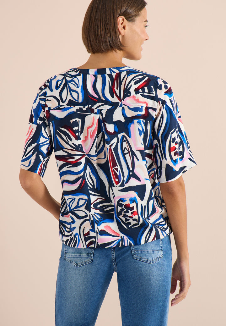 TOS Splitneck Print Blouse, universal blue 35512 Bild 4