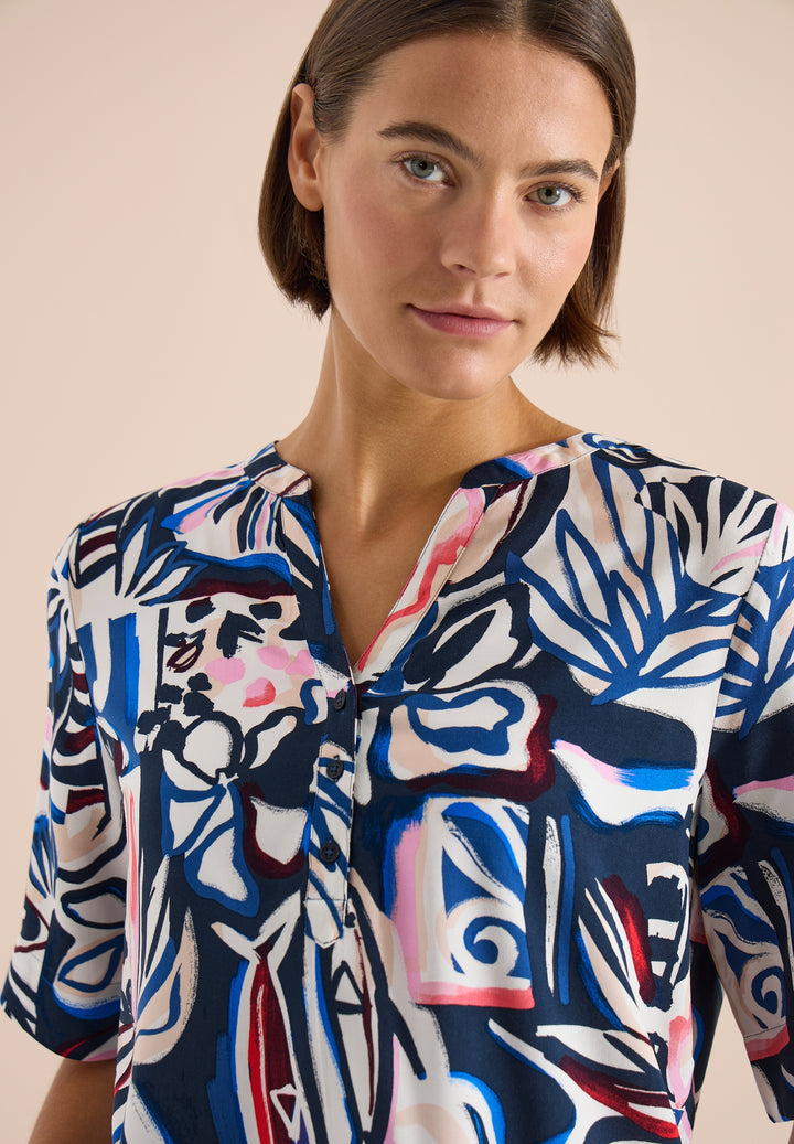 TOS Splitneck Print Blouse, universal blue 35512 Bild 7