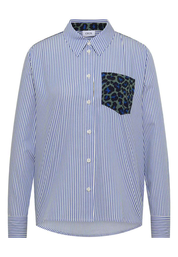 TOS Stripe Print Mix Blouse, blouse blue 21838 Bild 1