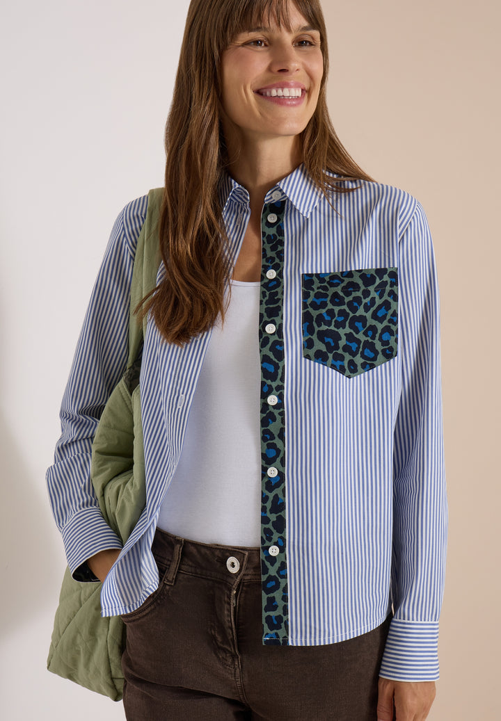 TOS Stripe Print Mix Blouse, blouse blue 21838 Bild 3
