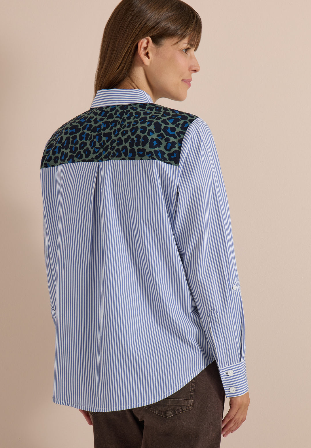 TOS Stripe Print Mix Blouse, blouse blue 21838 Bild 4