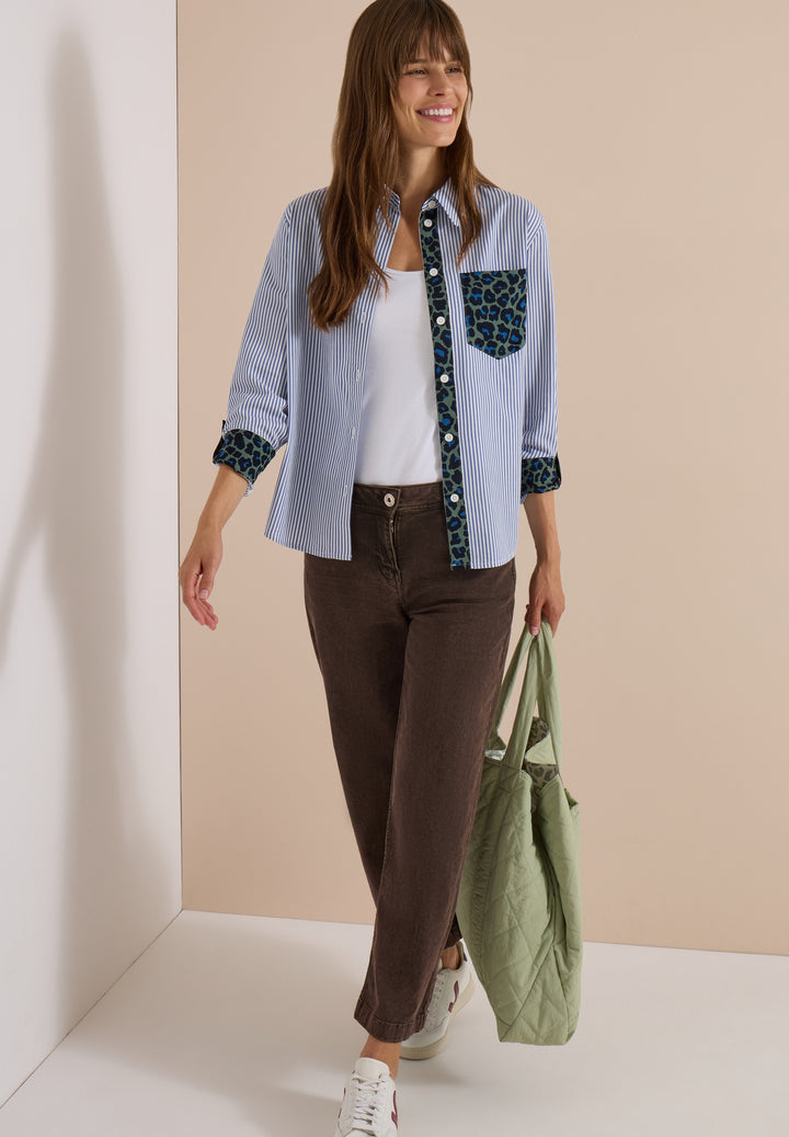 TOS Stripe Print Mix Blouse, blouse blue 21838 Bild 5