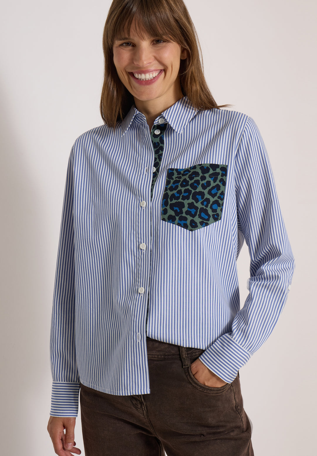 TOS Stripe Print Mix Blouse, blouse blue 21838 Bild 6