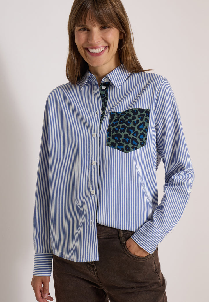 TOS Stripe Print Mix Blouse, blouse blue 21838 Bild 6