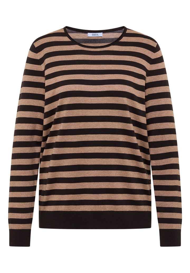 TOS_Striped Roundneck, truffle brown 27747 Bild 1