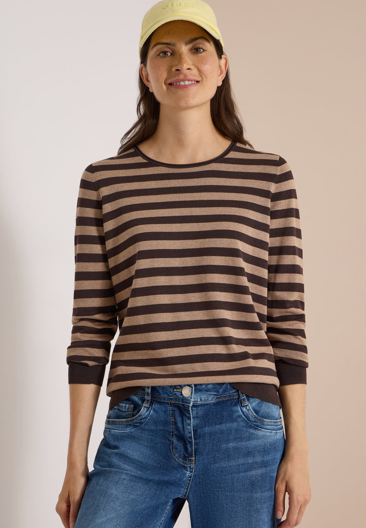 TOS_Striped Roundneck, truffle brown 27747 Bild 3