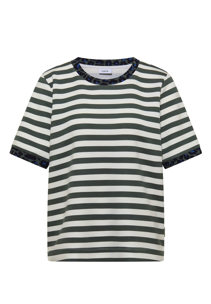 TOS Striped Soft Modal Shirt, dried olive green 27798 Bild 1