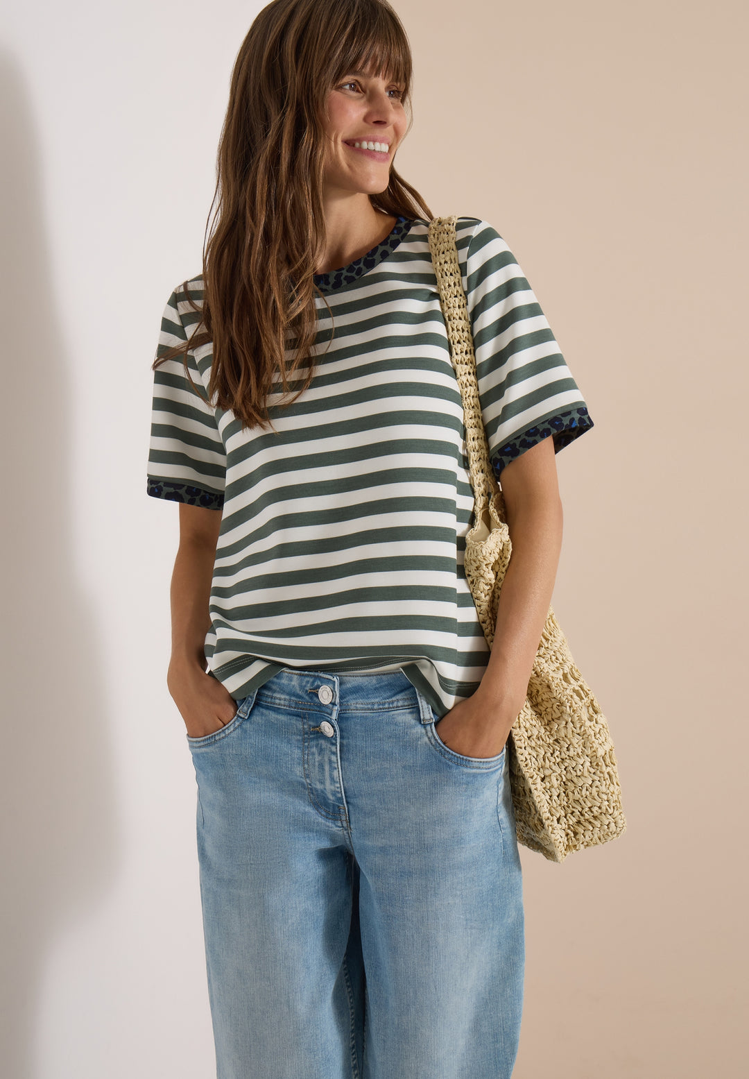 TOS Striped Soft Modal Shirt, dried olive green 27798 Bild 3