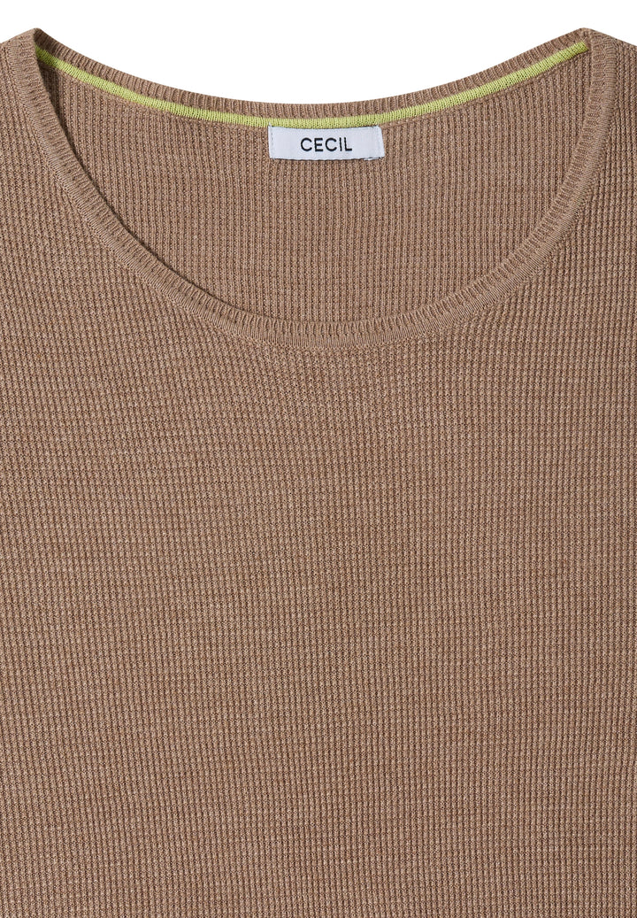 TOS_Structured Roundneck, creamy mocha melange 17796 Bild 2