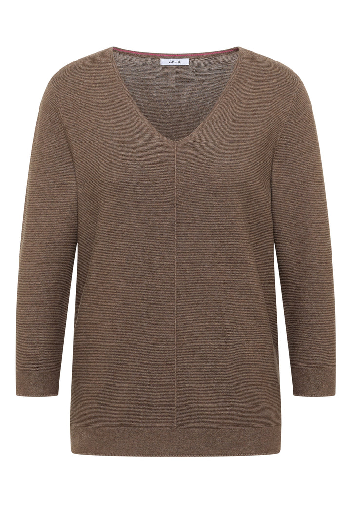 TOS_Structured V-neck, coffee taupe 17412 Bild 1