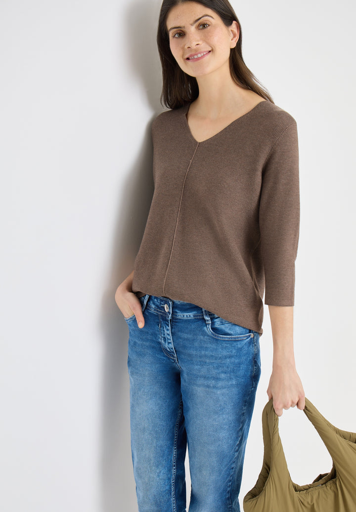 TOS_Structured V-neck, coffee taupe 17412 Bild 3