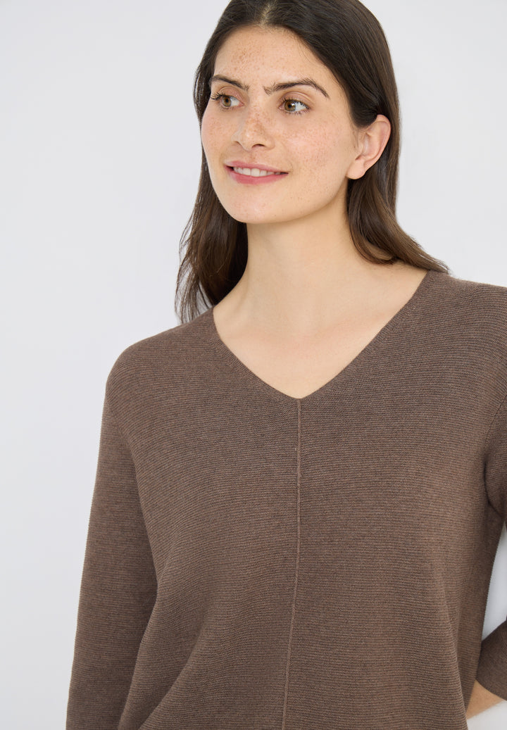 TOS_Structured V-neck, coffee taupe 17412 Bild 7