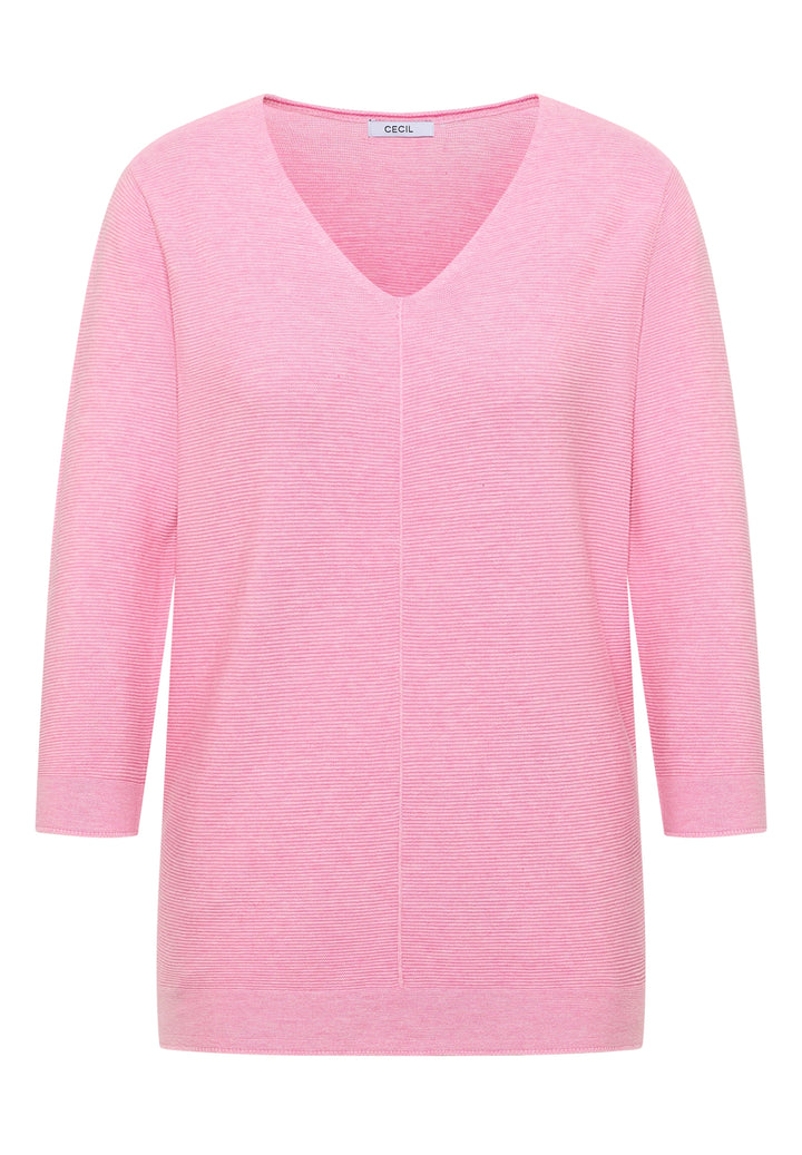 TOS_Structured V-neck, flamingo rose 17491 Bild 1