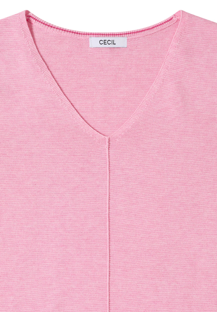TOS_Structured V-neck, flamingo rose 17491 Bild 2