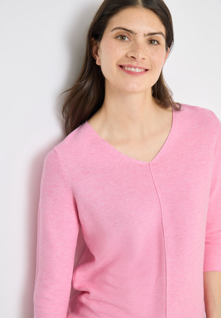 TOS_Structured V-neck, flamingo rose 17491 Bild 6