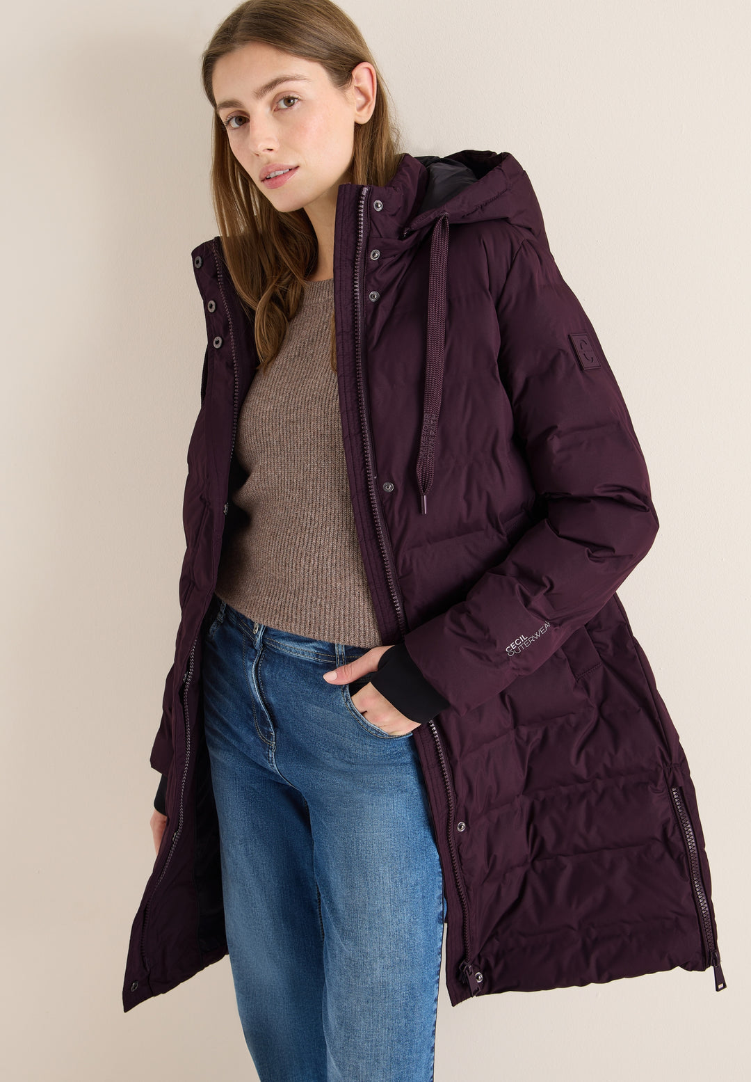 TOS Welded Long Coat, dark plum 16544 Bild 3