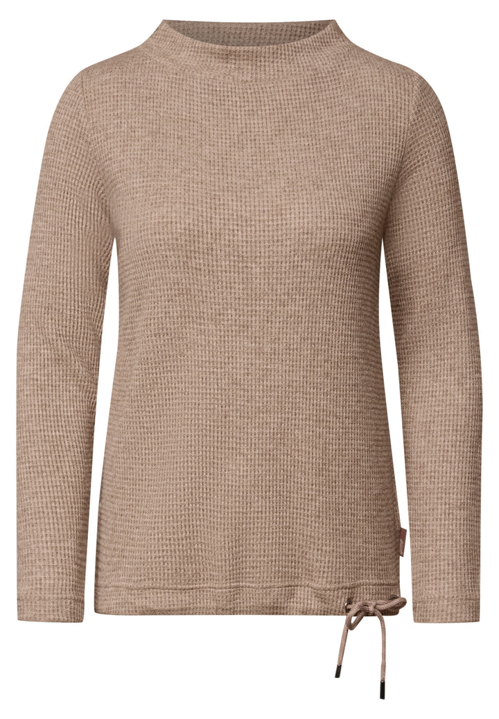 Waffle Structure Funnel Neck, creamy mocha melange 17796 Bild 1