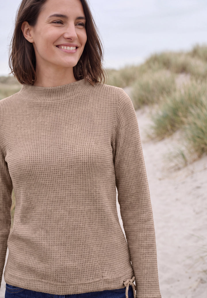 Waffle Structure Funnel Neck, creamy mocha melange 17796 Bild 3