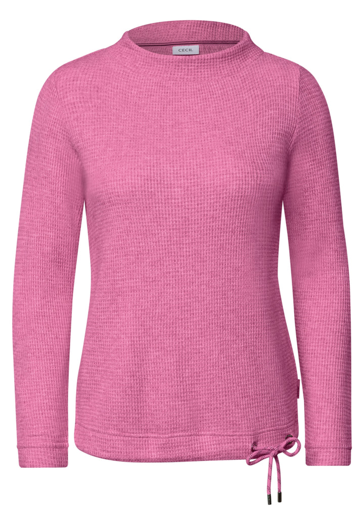 Waffle Structure Funnel Neck, pink flash melange 17984 Bild 1