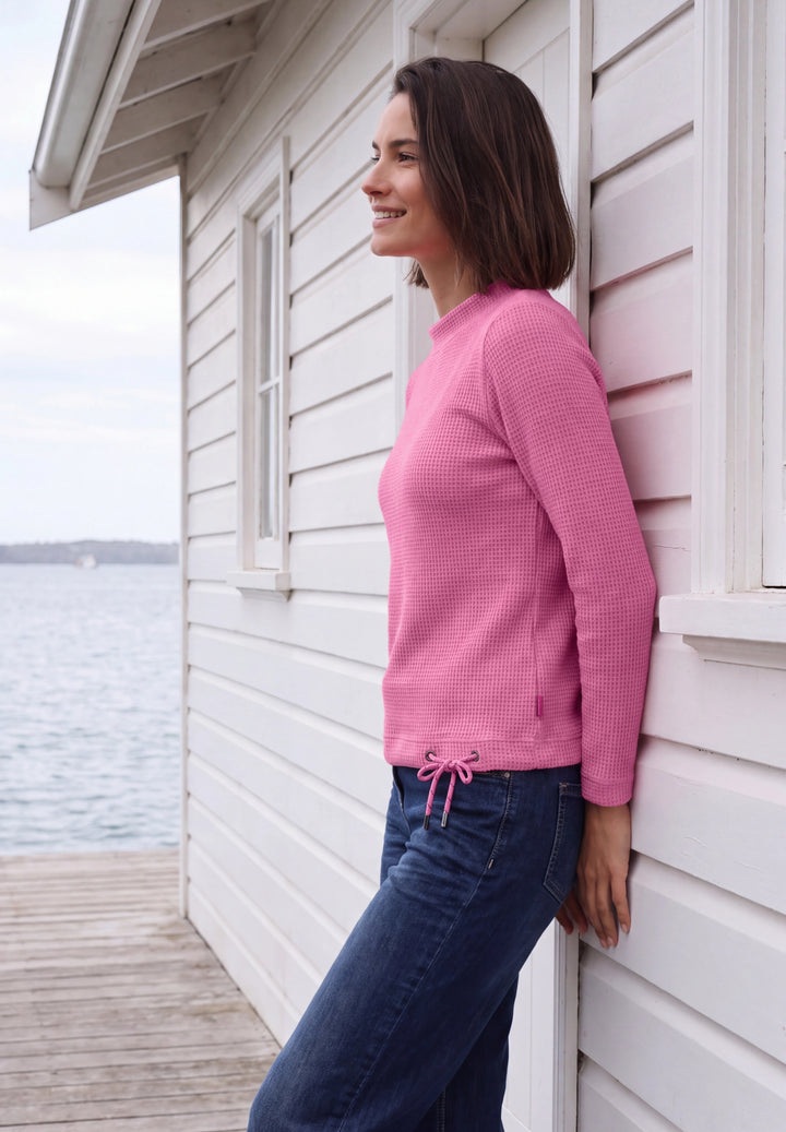 Waffle Structure Funnel Neck, pink flash melange 17984 Bild 3