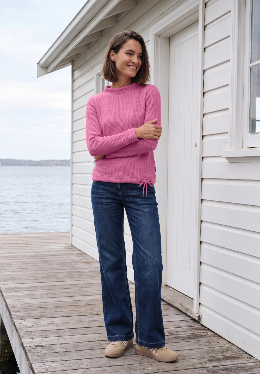 Waffle Structure Funnel Neck, pink flash melange 17984 Bild 5