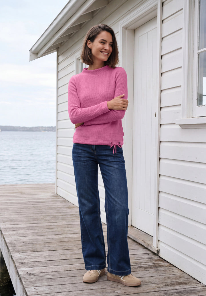 Waffle Structure Funnel Neck, pink flash melange 17984 Bild 5