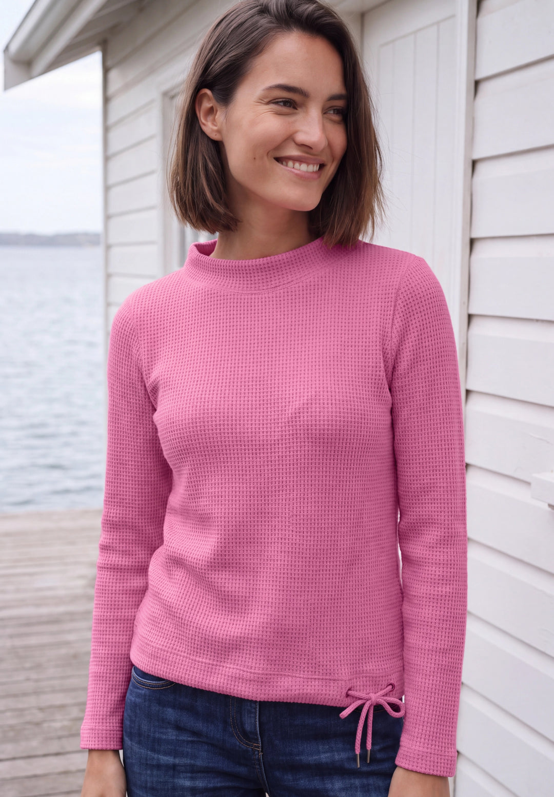 Waffle Structure Funnel Neck, pink flash melange 17984 Bild 6