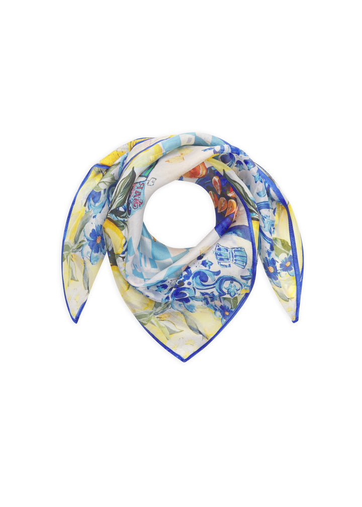 3ER PACK - PRINTED SQUARE SILK LEMONS blau-70X70CM, blau BLU2 Bild 1