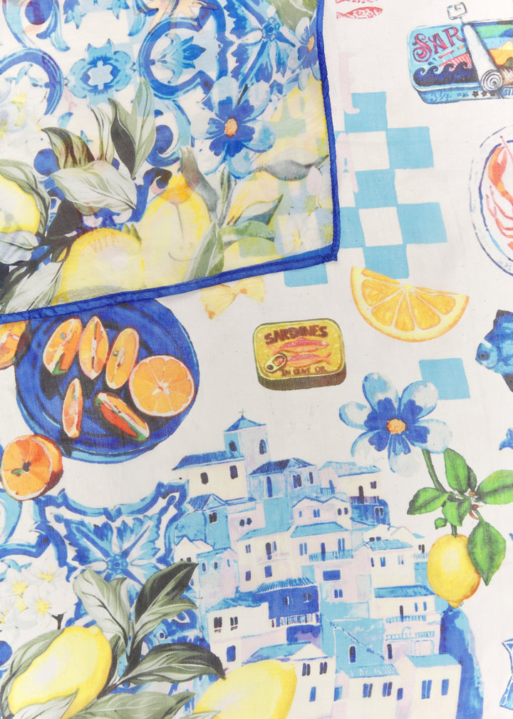 3ER PACK - PRINTED SQUARE SILK LEMONS blau-70X70CM, blau BLU2 Bild 3