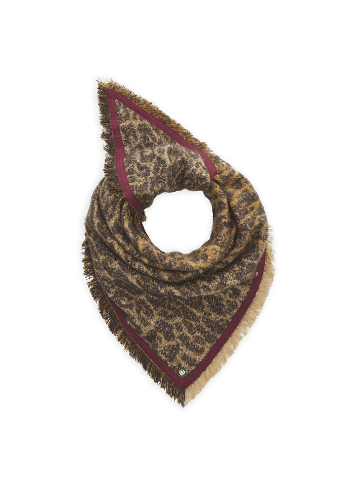 JACQUARD TRIANGLE RECYCLED POLYESTER LEO WITH FRINGES kamel-135X135X19, kamel CAM3 Bild 1
