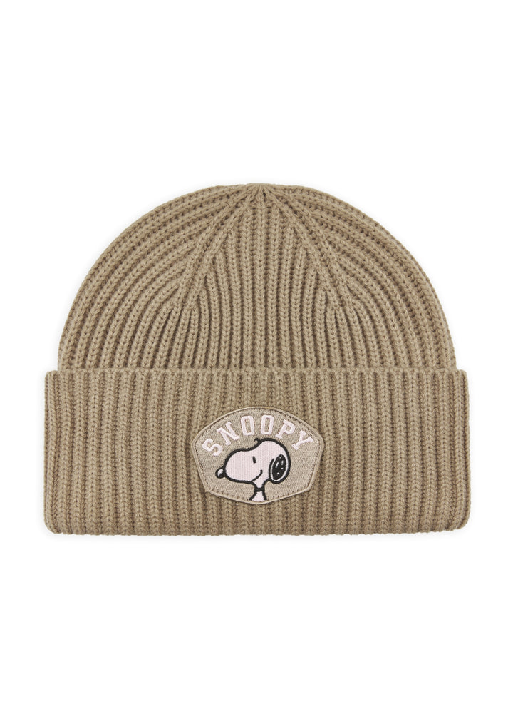 KNITTED HAT POLYACRYL/WOOL SNOOPY BADGE beige-25X22CM, beige BEI3 Bild 1
