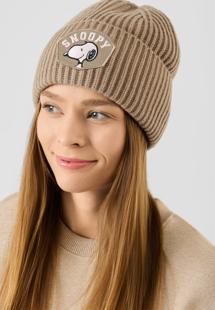 KNITTED HAT POLYACRYL/WOOL SNOOPY BADGE beige-25X22CM, beige BEI3 Bild 3
