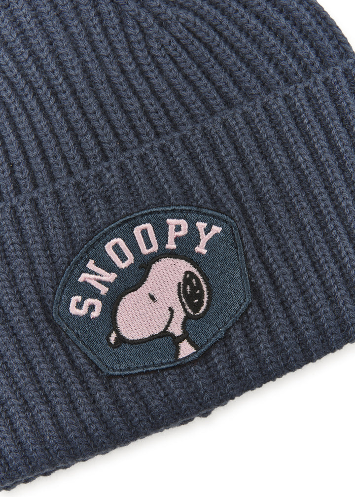 KNITTED HAT POLYACRYL/WOOL SNOOPY BADGE blau-25X22CM, blau BLU3 Bild 2